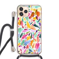 CaseCompany Watercolor Brushstrokes: iPhone 11 Pro Max Transparant Hoesje met koord