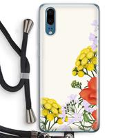 CaseCompany Wilde bloemen: Huawei P20 Transparant Hoesje met koord