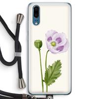 CaseCompany Purple poppy: Huawei P20 Transparant Hoesje met koord