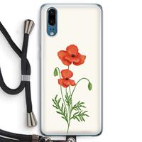 CaseCompany Red poppy: Huawei P20 Transparant Hoesje met koord