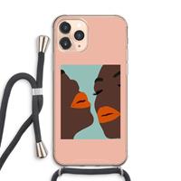 CaseCompany Orange lips: iPhone 11 Pro Max Transparant Hoesje met koord