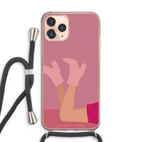 CaseCompany Pink boots: iPhone 11 Pro Max Transparant Hoesje met koord