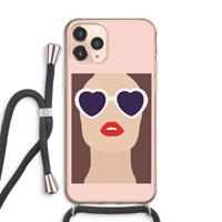 CaseCompany Red lips: iPhone 11 Pro Max Transparant Hoesje met koord