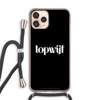 CaseCompany Topwijf Zwart: iPhone 11 Pro Max Transparant Hoesje met koord