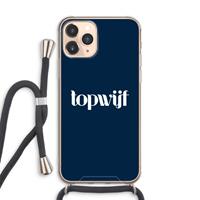 CaseCompany Topwijf Navy: iPhone 11 Pro Max Transparant Hoesje met koord