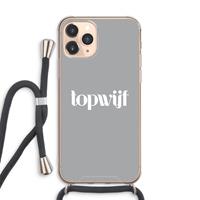 CaseCompany Topwijf Grijs Wit: iPhone 11 Pro Max Transparant Hoesje met koord