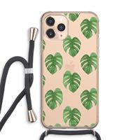 CaseCompany Monstera leaves: iPhone 11 Pro Max Transparant Hoesje met koord