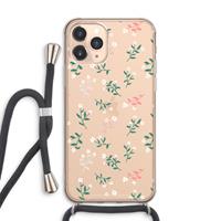 CaseCompany Small white flowers: iPhone 11 Pro Max Transparant Hoesje met koord