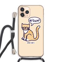 CaseCompany Miauw: iPhone 11 Pro Max Transparant Hoesje met koord