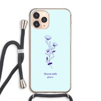 CaseCompany Bloom with grace: iPhone 11 Pro Max Transparant Hoesje met koord