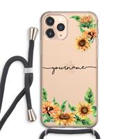 CaseCompany Zonnebloemen: iPhone 11 Pro Max Transparant Hoesje met koord