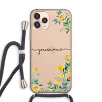 CaseCompany Gele bloemen: iPhone 11 Pro Transparant Hoesje met koord