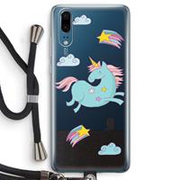 CaseCompany Vliegende eenhoorn: Huawei P20 Transparant Hoesje met koord