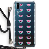 CaseCompany Smiley watermeloenprint: Huawei P20 Transparant Hoesje met koord