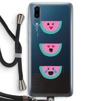 CaseCompany Smiley watermeloen: Huawei P20 Transparant Hoesje met koord