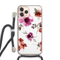 CaseCompany Geschilderde bloemen: iPhone 11 Pro Transparant Hoesje met koord