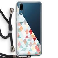 CaseCompany Gekleurde driehoekjes pastel: Huawei P20 Transparant Hoesje met koord