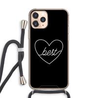 CaseCompany Best heart black: iPhone 11 Pro Transparant Hoesje met koord