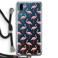CaseCompany Flamingoprint groen: Huawei P20 Transparant Hoesje met koord