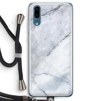 CaseCompany Witte marmer: Huawei P20 Transparant Hoesje met koord