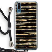 CaseCompany Gouden strepen: Huawei P20 Transparant Hoesje met koord
