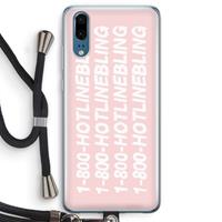 CaseCompany Hotline bling pink: Huawei P20 Transparant Hoesje met koord