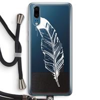 CaseCompany Pluim: Huawei P20 Transparant Hoesje met koord