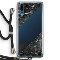 CaseCompany Zwart marmer: Huawei P20 Transparant Hoesje met koord