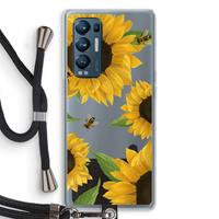 CaseCompany Sunflower and bees: Oppo Find X3 Neo Transparant Hoesje met koord