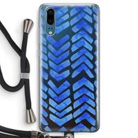 CaseCompany Blauwe pijlen: Huawei P20 Transparant Hoesje met koord