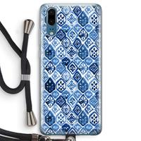 CaseCompany Blauw motief: Huawei P20 Transparant Hoesje met koord