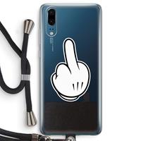 CaseCompany Middle finger white: Huawei P20 Transparant Hoesje met koord