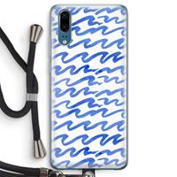 CaseCompany Blauwe golven: Huawei P20 Transparant Hoesje met koord