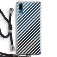 CaseCompany Strepen zwart-wit: Huawei P20 Transparant Hoesje met koord