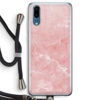 CaseCompany Roze marmer: Huawei P20 Transparant Hoesje met koord