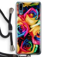 CaseCompany Neon bloemen: Huawei P20 Transparant Hoesje met koord