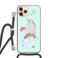 CaseCompany Regenboog eenhoorn: iPhone 11 Pro Transparant Hoesje met koord