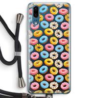 CaseCompany Pink donuts: Huawei P20 Transparant Hoesje met koord