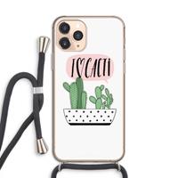 CaseCompany I love cacti: iPhone 11 Pro Transparant Hoesje met koord