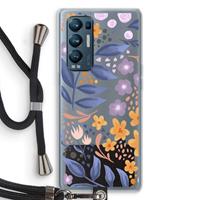 CaseCompany Flowers with blue leaves: Oppo Find X3 Neo Transparant Hoesje met koord