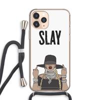 CaseCompany Slay All Day: iPhone 11 Pro Transparant Hoesje met koord