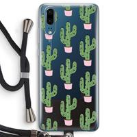 CaseCompany Cactus Lover: Huawei P20 Transparant Hoesje met koord