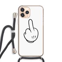 CaseCompany Middle finger white: iPhone 11 Pro Transparant Hoesje met koord