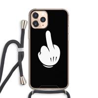 CaseCompany Middle finger black: iPhone 11 Pro Transparant Hoesje met koord