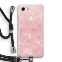 CaseCompany Roze marmer: Pixel 3 Transparant Hoesje met koord