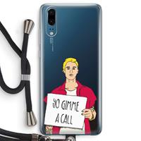 CaseCompany Gimme a call: Huawei P20 Transparant Hoesje met koord