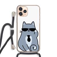 CaseCompany Cool cat: iPhone 11 Pro Transparant Hoesje met koord