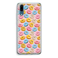 CaseCompany Pink donuts: Huawei P20 Transparant Hoesje