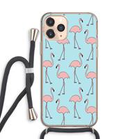 CaseCompany Anything Flamingoes: iPhone 11 Pro Transparant Hoesje met koord