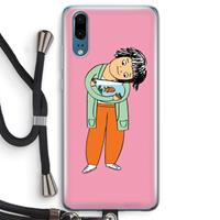 CaseCompany Visknuffel: Huawei P20 Transparant Hoesje met koord